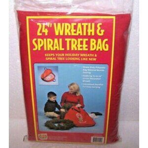 St. Nicks 24" Holiday Christmas Wreath Tree Red Storage Bag Spiral Organize
